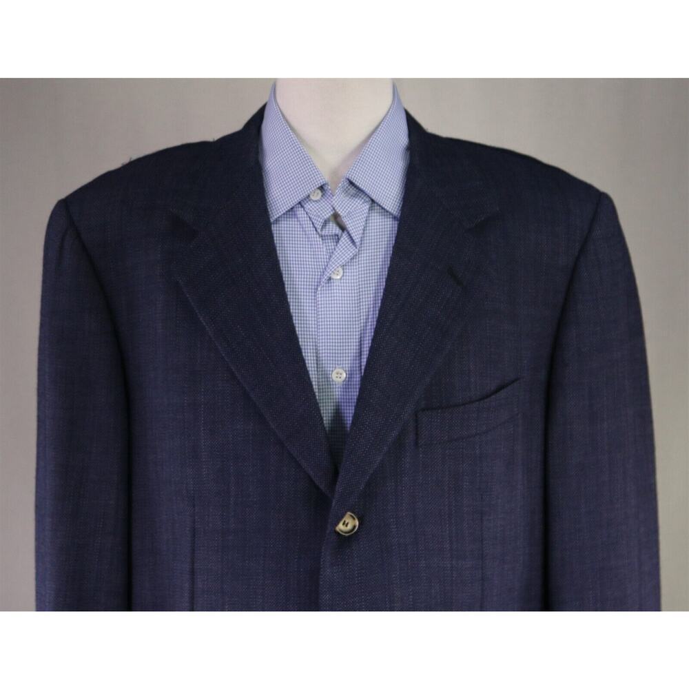 Pal Zileri Navy Blue Knit Woven Wool 3-Btn Sportcoat Blazer 44L - Picture 3 of 9